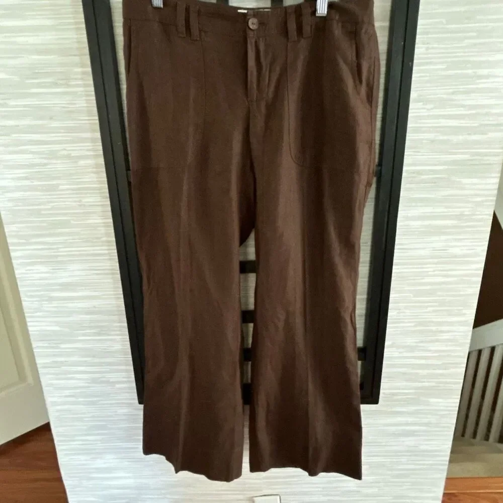 Banana republic 100% organic linen vintage Y2K wide leg pants trousers size 8 ch